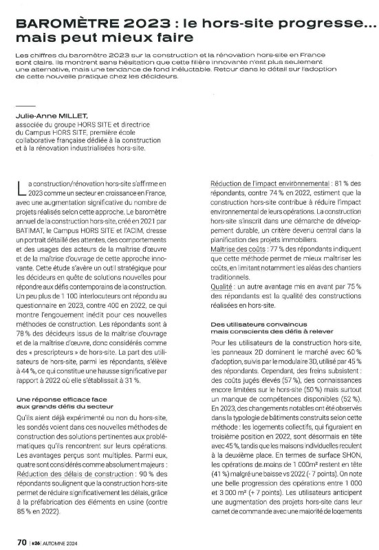 baromètre 2023 > le HORS-SITE progresse... mais peut mieux faire (source magazine hors-site #26)