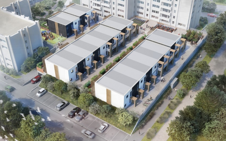 vue aérienne de 28 logements bois en conception-réalisation à sannois (95) 0